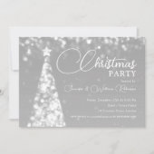 シルバーエレガントきらめくクリスマスツリーホリデー 招待状 (正面)