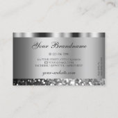 シルバーエレガントきらめくグリッターモダンシメリ 名刺 (裏面)