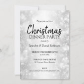 シルバーエレガントきらめくホリデークリスマスパーティー 招待状 (正面)