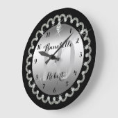 シルバーエレガントとダイヤモンドの創立10周年 ラージ壁時計 (傾斜)