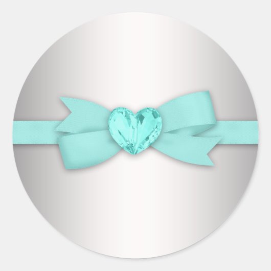 シルバーエレガントとティール(緑がかった色)ブルーのシール ラウンドシール (正面)