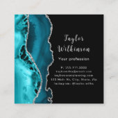 シルバーエレガントとティール(緑がかった色)ブルーアゲート スクエア名刺 (裏面)