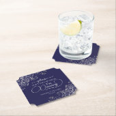 シルバーエレガントとネイビーは飲み物を飲み結婚ない ペーパーコースター (インサイチュ)
