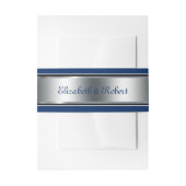 シルバーエレガントとネイビー・ブルーのカスタム 招待状ベリーバンド (正面例)