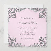 シルバーエレガントとピンクの仮装パーティー 招待状 (裏面)