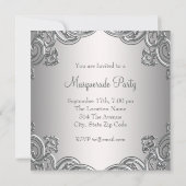 シルバーエレガントとピンクの仮装パーティー 招待状 (裏面)