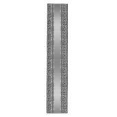 シルバーエレガントとブラックのダマスク&ストライプ ミディアムテーブルランナー (正面)