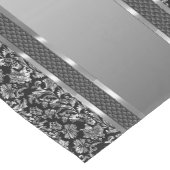 シルバーエレガントとブラックのダマスク&ストライプ ミディアムテーブルランナー (コーナー)