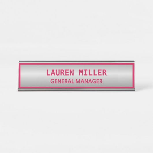 シルバーエレガントとブルゴーニュ デスクネームプレート (正面)