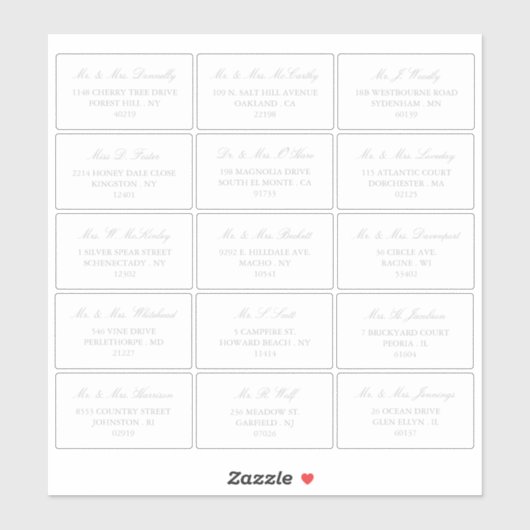 シルバーエレガントとホワイトの個人のアドレ結婚ス シール (シート)