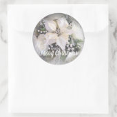 シルバーエレガントとホワイトクリスマスポインセチア ラウンドシール (バッグ)