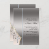 シルバーエレガントと金ゴールドファーストコミュニオン招待状 招待状 (正面/裏面)