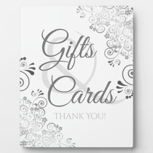 シルバーエレガントなウェディングギフト&カードプラークの看板 フォトプラーク (正面)