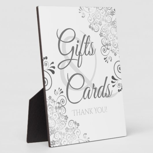 シルバーエレガントなウェディングギフト&カードプラークの看板 フォトプラーク (側面)