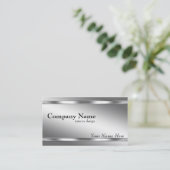 シルバーエレガントに金属色のシルバーシェード 名刺 (スタンド正面)