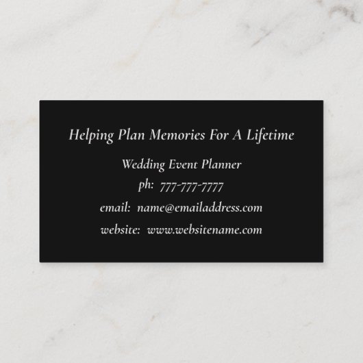 シルバーエレガントの結婚イベントプランナー名刺 名刺 (裏面)