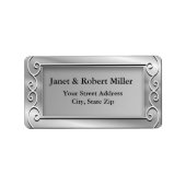 シルバーエレガントの背景住所 シール (正面)