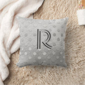 シルバーエレガントイニシャルクモノグラムのラスシック クッション (ブランケット)