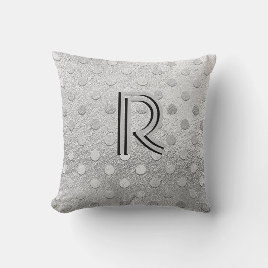 シルバーエレガントイニシャルクモノグラムのラスシック クッション (正面)