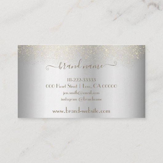 シルバーエレガントウィズゴールデンレイン美しいプロモーション 名刺 (裏面)