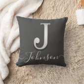 シルバーエレガントカスタムモノグラムJネーム装飾用クッション クッション (ブランケット)