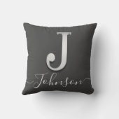 シルバーエレガントカスタムモノグラムJネーム装飾用クッション クッション (裏面)