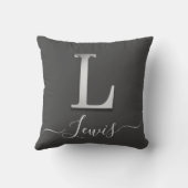 シルバーエレガントカスタムモノグラムLネーム装飾用クッション クッション (裏面)