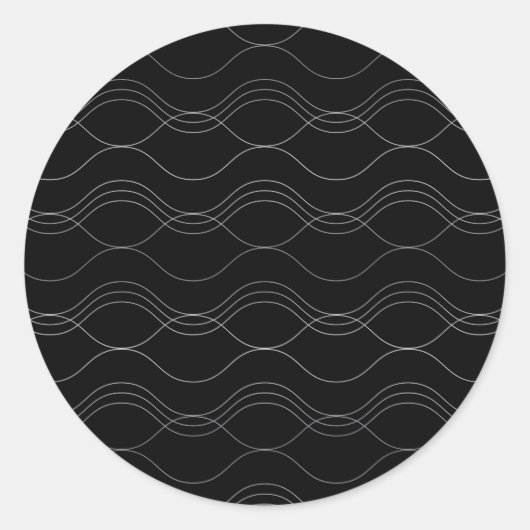 シルバーエレガントカッコいいのモダン波シンプル模様 ラウンドシール (正面)