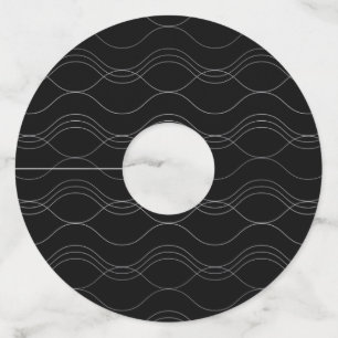 シルバーエレガントカッコいいのモダン波シンプル模様 ワイングラスタグ