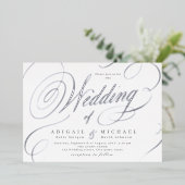 シルバーエレガントクラシック書道ヴィンテージ結婚式 箔招待状 (立ち正面)