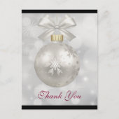 シルバーエレガントクリスマスボールありがとう ポストカード (正面)
