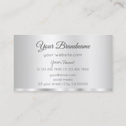 シルバーエレガントグラマラスプロフェッショナルとシンプル 名刺 (裏面)