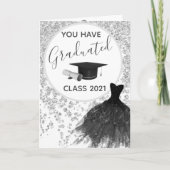 シルバーエレガントグリッターあなたがドレスグラード衣服することができる カード (正面)