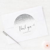 シルバーエレガントグリッターありがとう ラウンドシール (封筒)