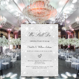 シルバーエレガントグリッターの誓い結婚の更新 招待状