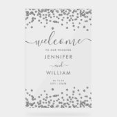 シルバーエレガントグリッターウェディングパーティーウェルカム アクリルサイン (正面)