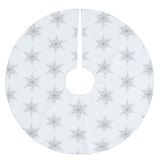 シルバーエレガントグリッタークリスマススノーフレーク ブラッシュドポリエステルツリースカート (正面)