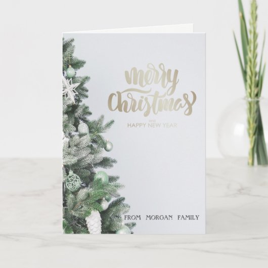 シルバーエレガントグリッタークリスマスツリーオーナメント シーズンカード (正面)