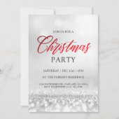 シルバーエレガントグリッタークリスマスパーティーモダン 招待状 (正面)
