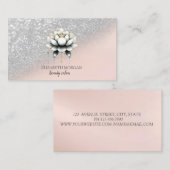 シルバーエレガントグリッタースタイリッシュ《写真》ぼけ味ロータスピンク 名刺 (正面/裏面)