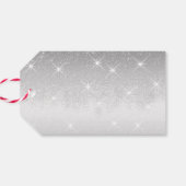 シルバーエレガントグリッタースターズ名前をカスタムするクリスマス ギフトタグ (裏面横)