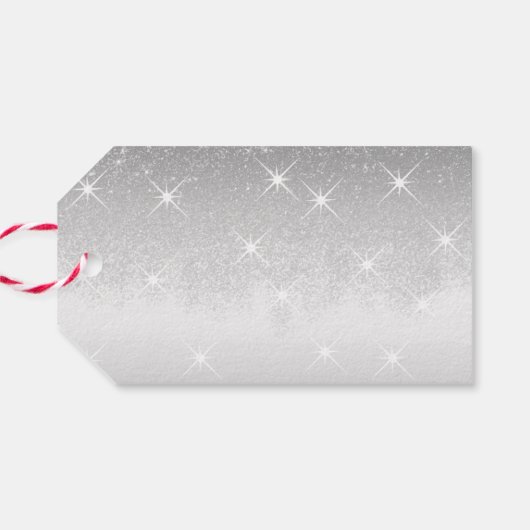 シルバーエレガントグリッタースターズ名前をカスタムするクリスマス ギフトタグ (裏面横)