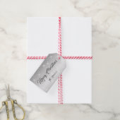 シルバーエレガントグリッタースターズ名前をカスタムするクリスマス ギフトタグ (より糸付き)