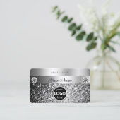 シルバーエレガントグリッタースパークルジュエリーロゴ品質 名刺 (スタンド正面)