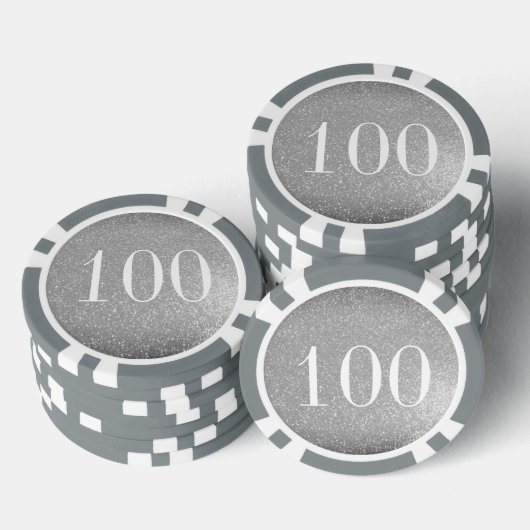 シルバーエレガントグリッタートランプのポーカーチップトークン ポーカーチップ (積み重ね)