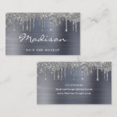 シルバーエレガントグリッタードリップスタイリスト 名刺 (正面/裏面)