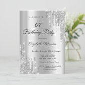 シルバーエレガントグリッタードリップスバースデーパーティー 招待状 (スタンド正面)