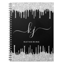 シルバーエレガントグリッタードリップ2モノグラムスクリプト