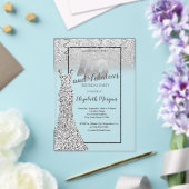 シルバーエレガントグリッタードレス40th誕生日パーティー アクリル招待状 (インサイチュ (ウェディング))