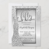 シルバーエレガントグリッタードレス50thバースデーパーティー 招待状 (正面)